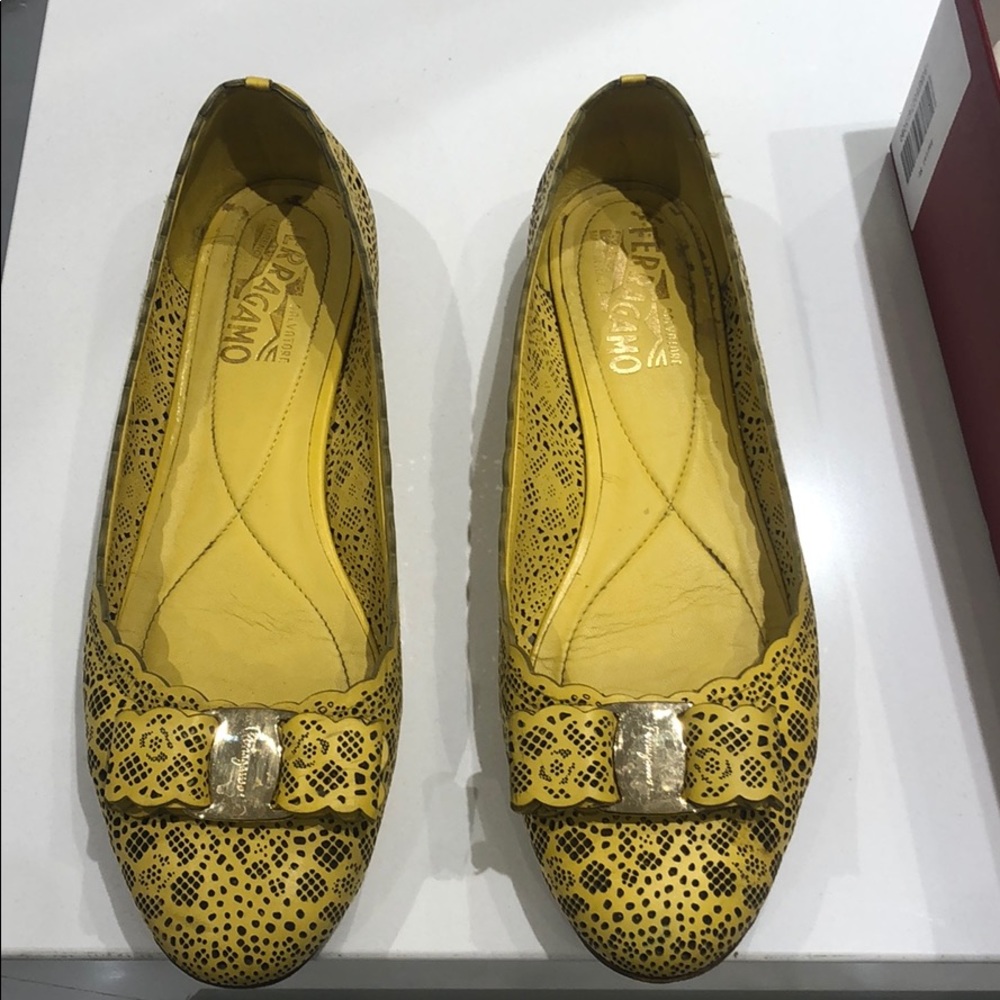 Beautiful yellow laser cut Ferragamo